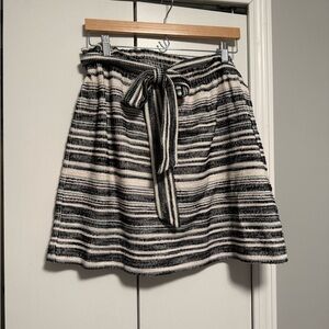 LOFT Black and Cream Striped skirt